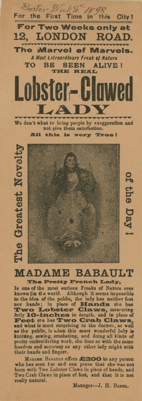 Ogłoszenie o pojawieniu się Madame Babault, damy z pazurami homara autorstwa English School