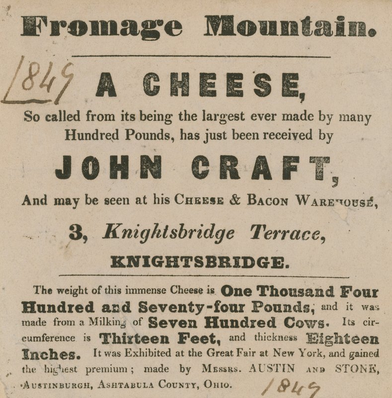 Reklama wystawy sera znanego jako Fromage Mountain autorstwa English School