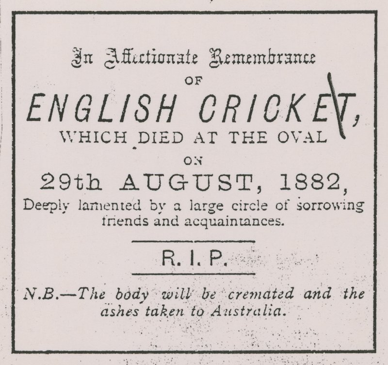 Ogłoszenie z „Sporting Times” z sierpnia 1882 r., które wprowadziło koncepcję The Ashes autorstwa English School