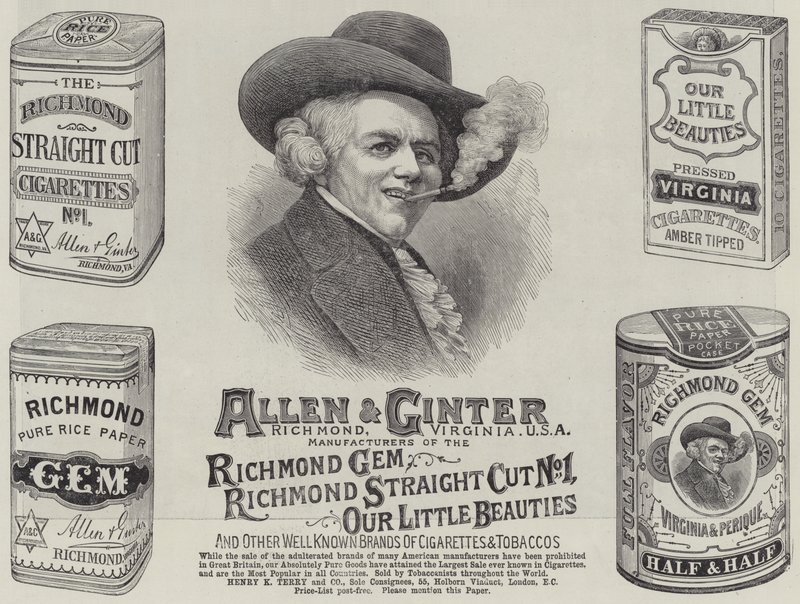 Reklama, Allen i Ginter (grawerowanie) autorstwa English School