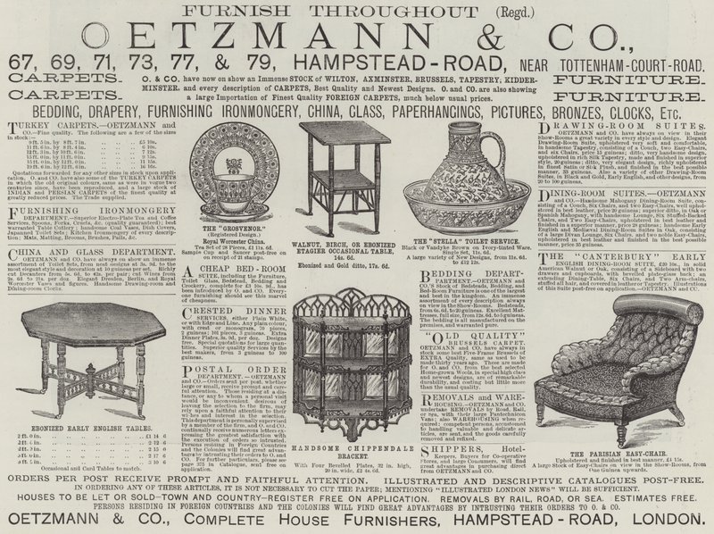 Reklama, Oetzmann and Company (grawerowanie) autorstwa English School
