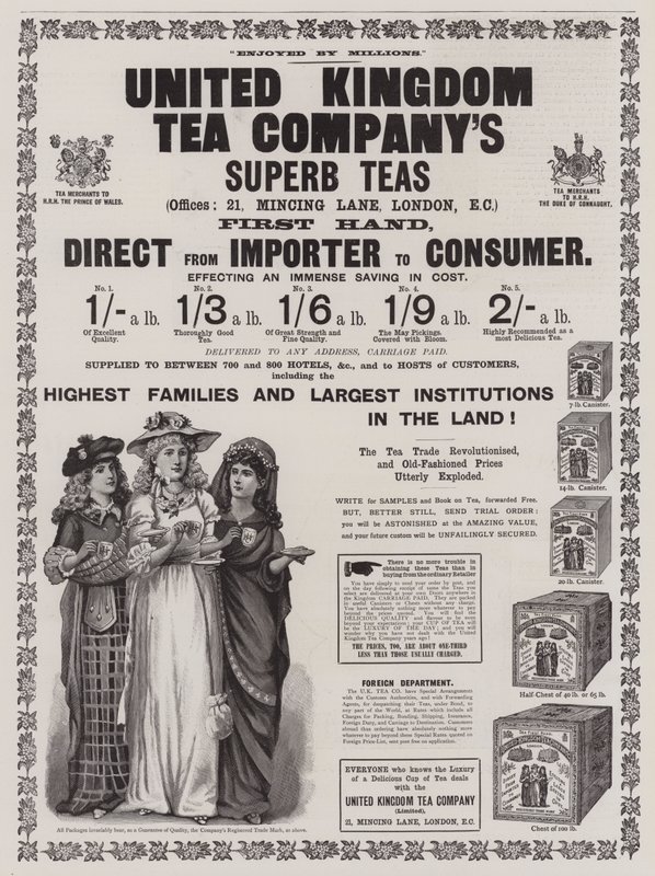 Reklama, Wielka Brytania Tea Company (grawerowanie) autorstwa English School