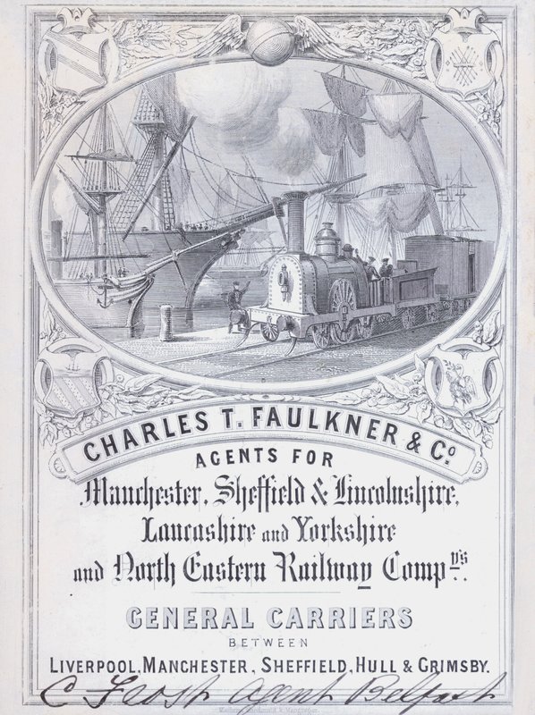 Reklama dla Charles T Faulkner and Company, agentów dla przedsiębiorstw kolejowych (lito) autorstwa English School