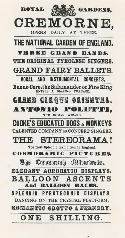 Reklama ogrodów Cremorne autorstwa English School