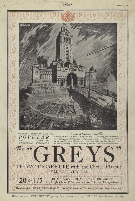 Reklama papierosów Grays autorstwa English School