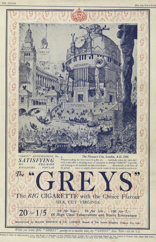 Reklama papierosów Grays autorstwa English School