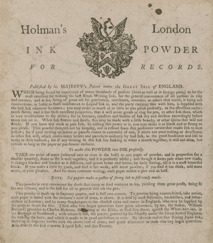 Reklama proszku atramentowego Holmans London dla płyt autorstwa English School