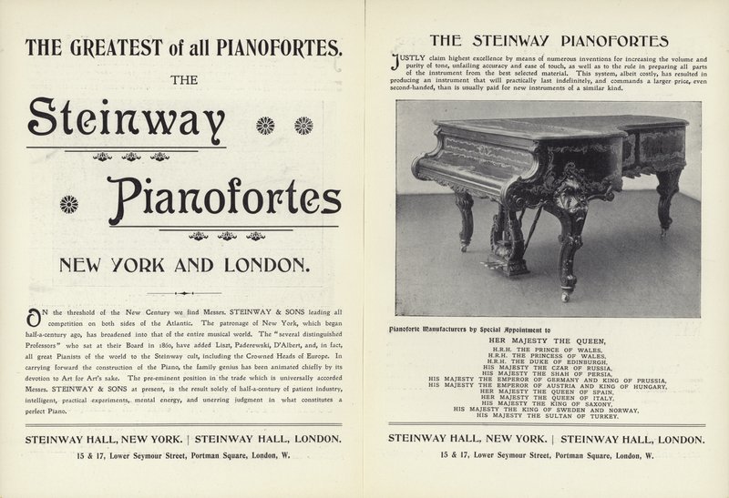 Reklama pianin Steinway autorstwa English School