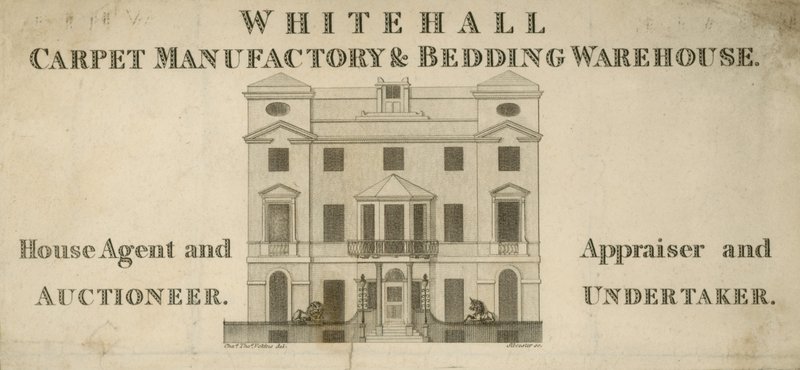 Reklama Manufaktury Dywanów i Magazynu Pościeli Whitehall autorstwa English School