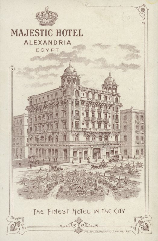 Reklama hotelu Majestic, Aleksandria, Egipt autorstwa English School