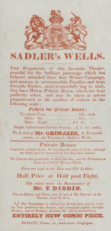Reklama Teatru Sadlers Wells autorstwa English School