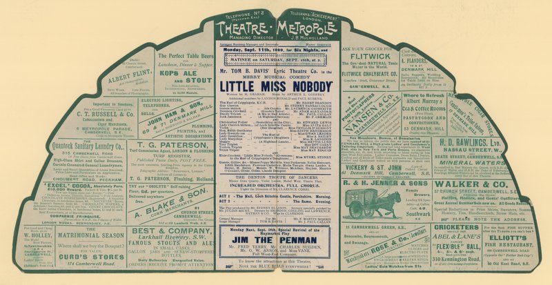 Ulotka reklamowa dla Teatru Metropole, Peckham, Londyn autorstwa English School