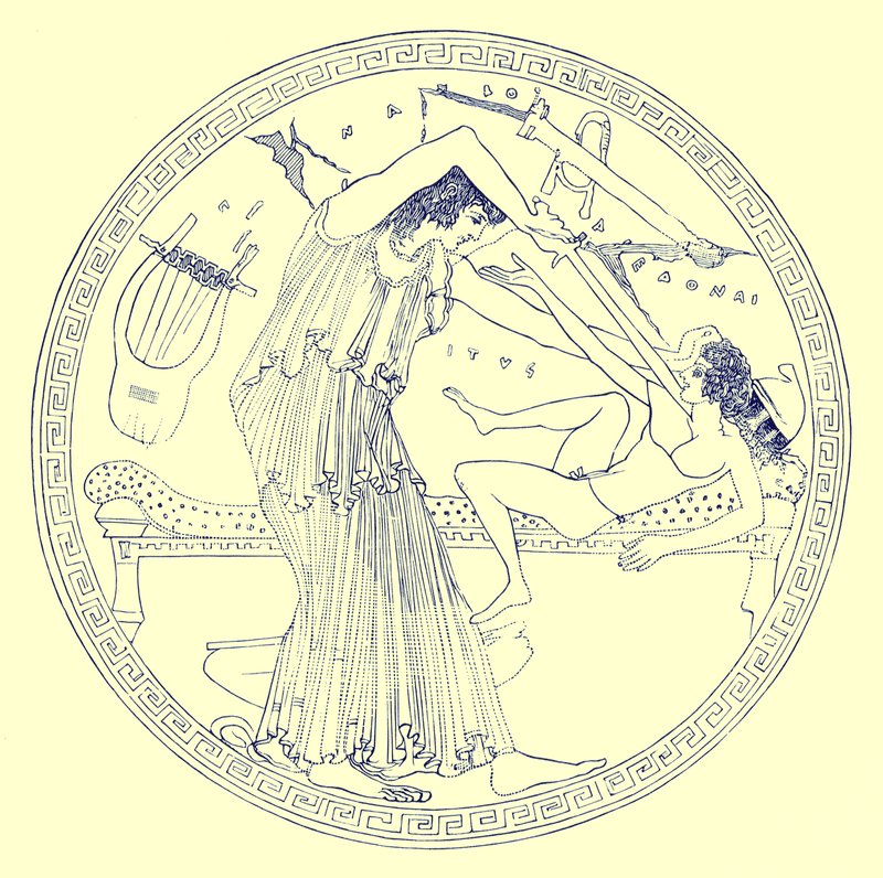 Aedon zabija Itysa, ilustracja z „Greek Vase Paintings” J.E. Harrisona i D.S. MacColla, opublikowana w 1894 r. autorstwa English School