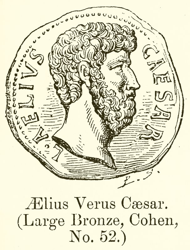 Aelius Verus Caesar. (Duży brąz, Cohen, nr 52) (grawerunek) autorstwa English School