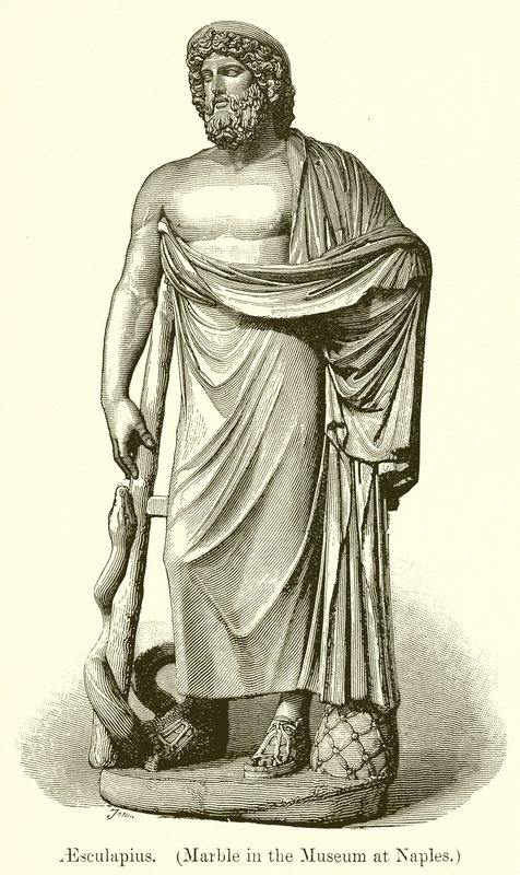Eskulap (marmur w muzeum w Neapolu) (rycina) autorstwa English School