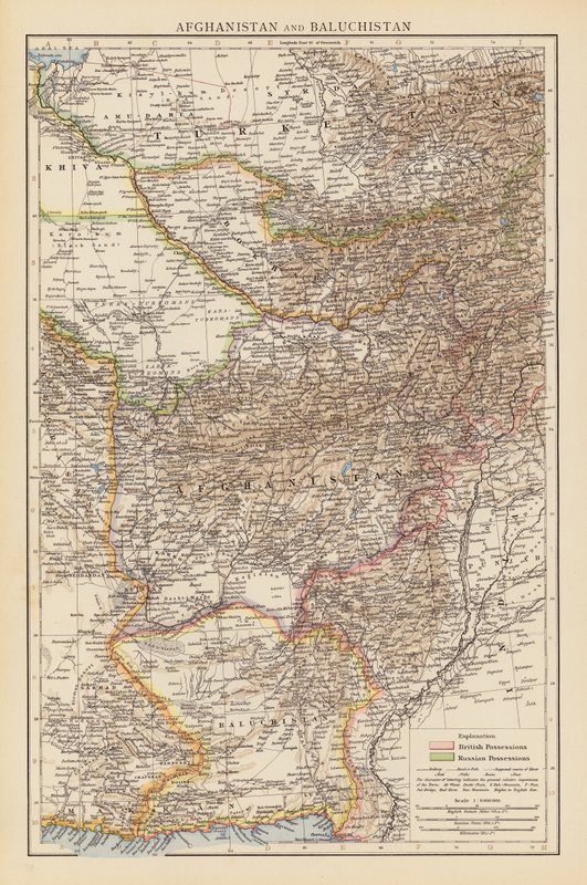 Afganistan i Beludżystan (kolorowa litografia) autorstwa English School