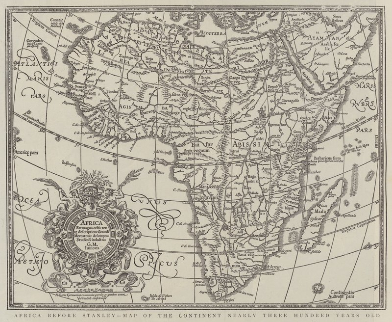 Afryka przed Stanleyem, mapa kontynentu sprzed prawie trzystu lat (rycina) autorstwa English School