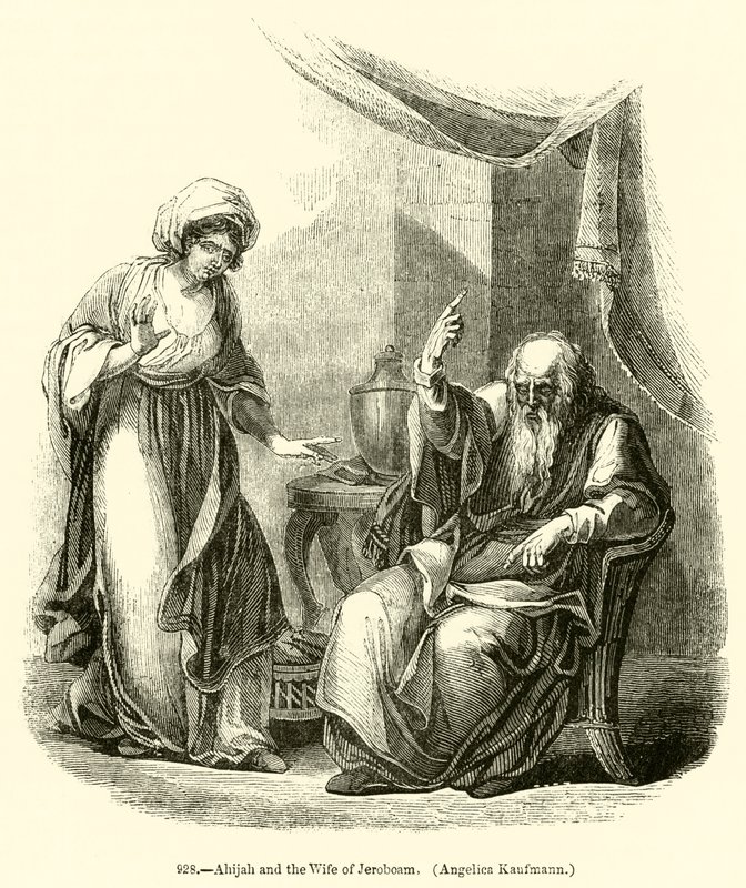 Ahijah i żona Jeroboama, Angelica Kaufmann (rycina) autorstwa English School