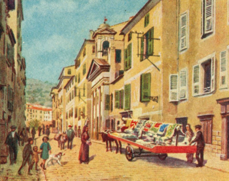 Ajaccio, korsykańska ulica (kolorowa litografia) autorstwa English School