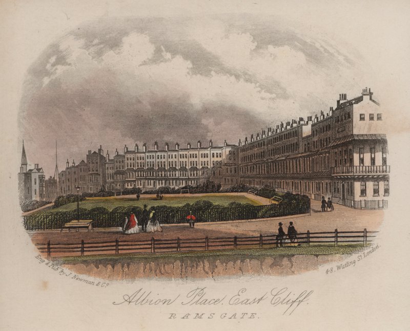 Albion Place, East Cliff, Ramsgate, Kent (kolorowy grawerunek) autorstwa English School