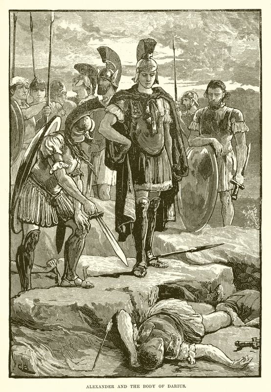Aleksander i ciało Dariusza autorstwa English School