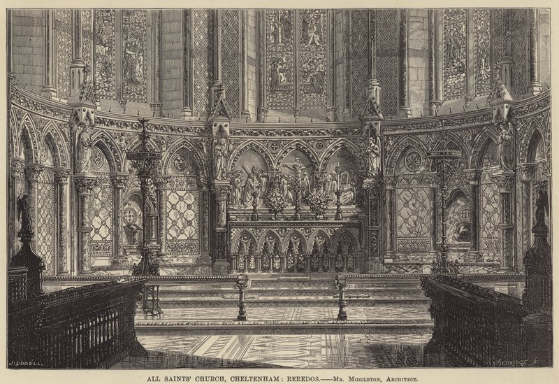 Kościół Wszystkich Świętych, Cheltenham, Reredos (grafika) autorstwa English School