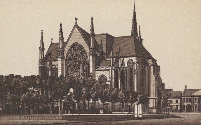 Kościół Wszystkich Świętych, Leamington (litografia) autorstwa English School