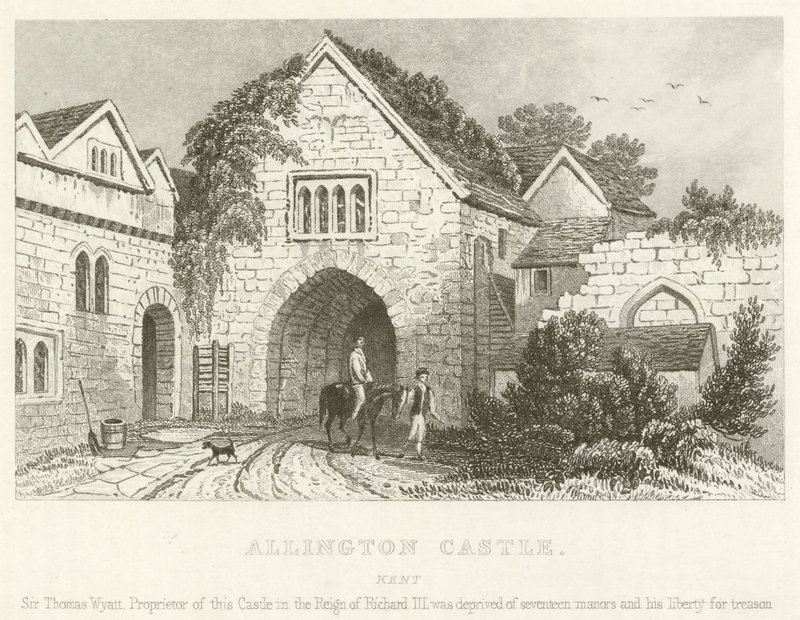 Zamek Allington, Kent (grawerowanie) autorstwa English School