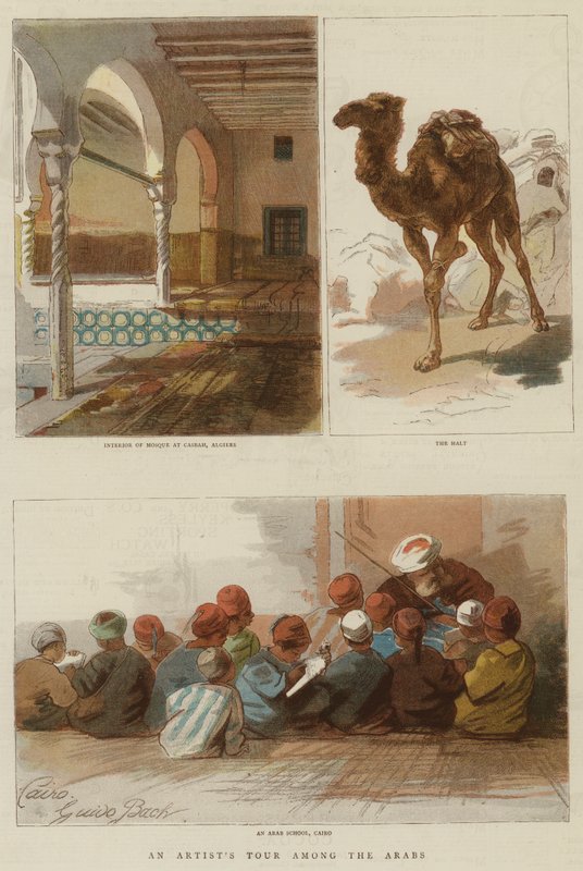 Wycieczka artysty wśród Arabów (kolorowe grawerowanie) autorstwa English School