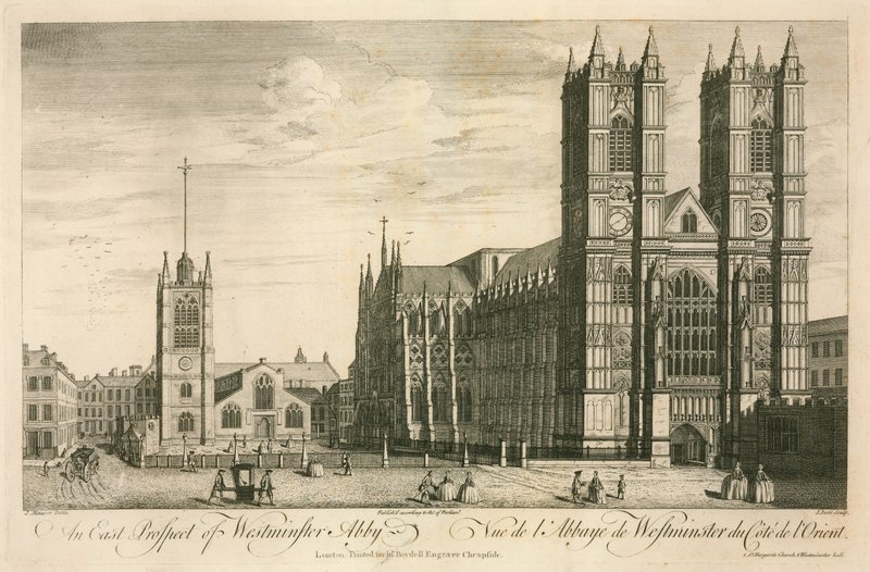 Wschodnia perspektywa Opactwa Westminsterskiego w Londynie autorstwa English School