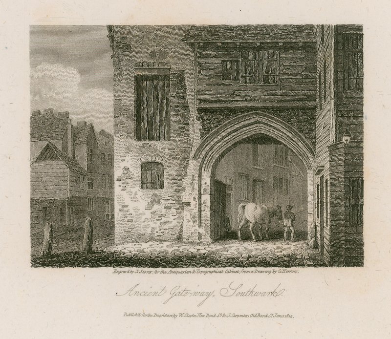 Starożytna Brama, Southwark autorstwa English School