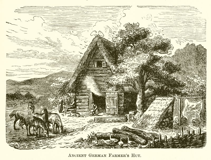 Starożytna niemiecka chata rolników autorstwa English School