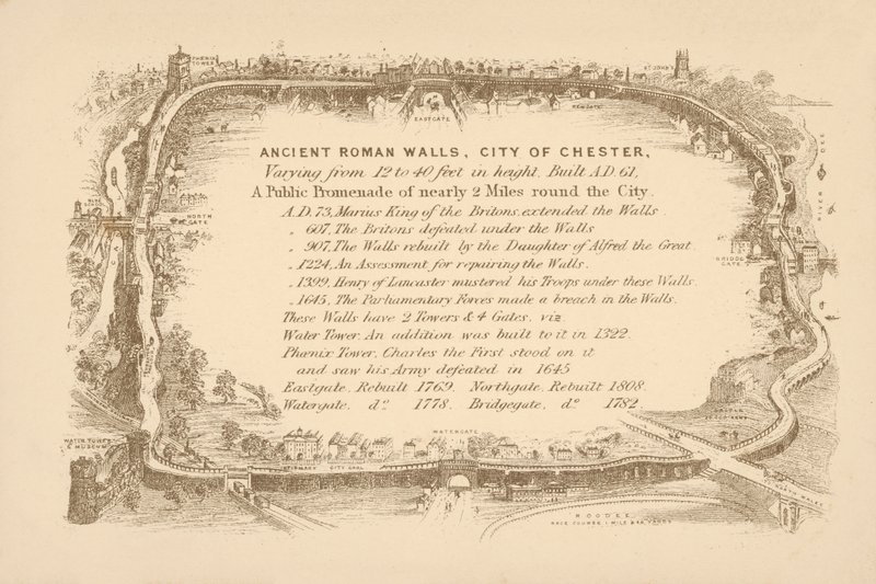 Starożytne rzymskie mury Chester (litografia) autorstwa English School