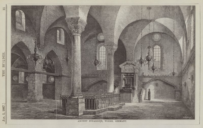 Starożytna Synagoga, Wormacja, Niemcy (rycina) autorstwa English School