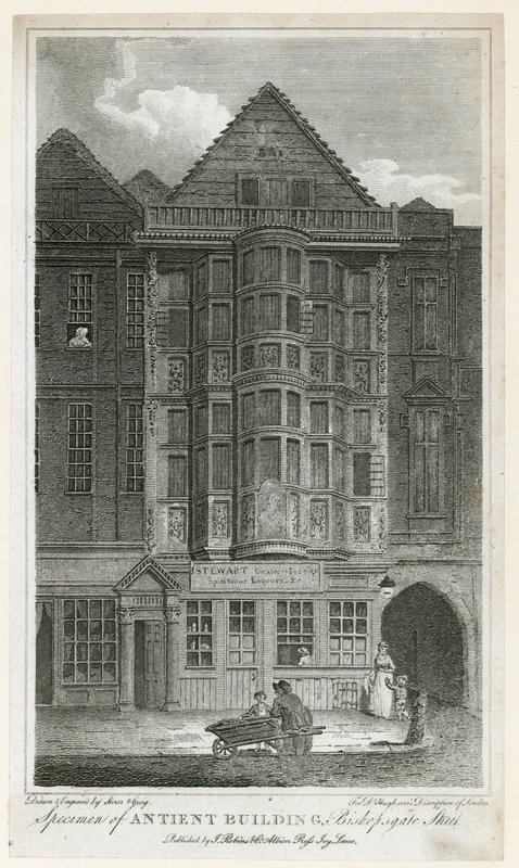 Starożytny budynek przy ulicy Bishopsgate autorstwa English School