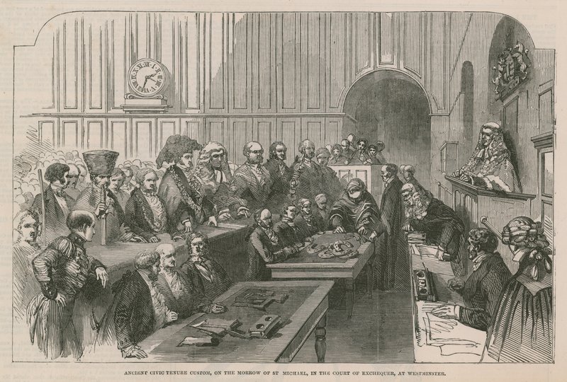 Starożytny zwyczaj panowania obywatelskiego, na lustrze św. Michała, w sądzie skarbowym w Westminster autorstwa English School