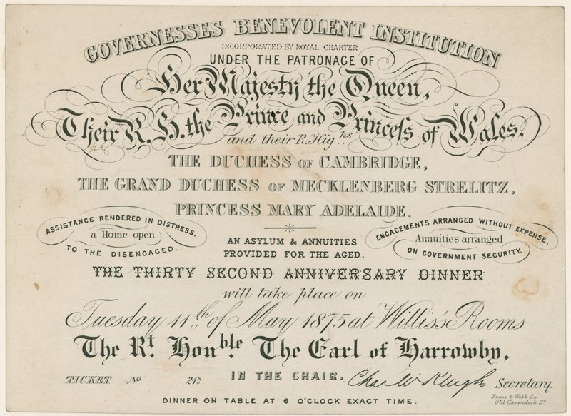 Obiad rocznicowy dla Instytucji Dobroczynności Guwernantek, 1875 r autorstwa English School