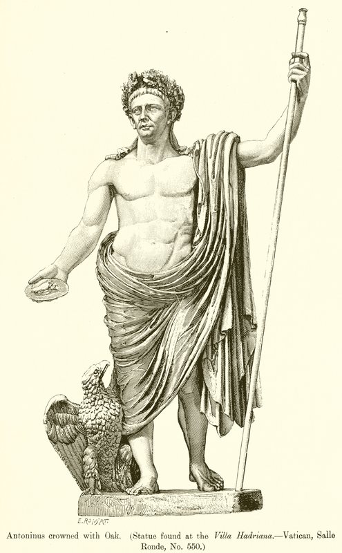Antoninus w koronie dębem. (Pomnik znaleziony w Willi Hadriana.--Watykan, Salle Ronde, nr 550) autorstwa English School