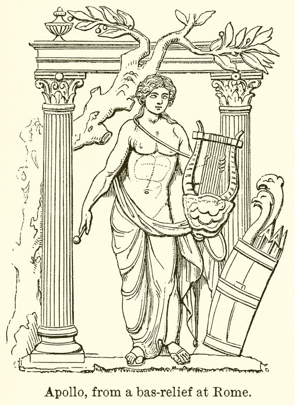 Apollo, z płaskorzeźby w Rzymie autorstwa English School