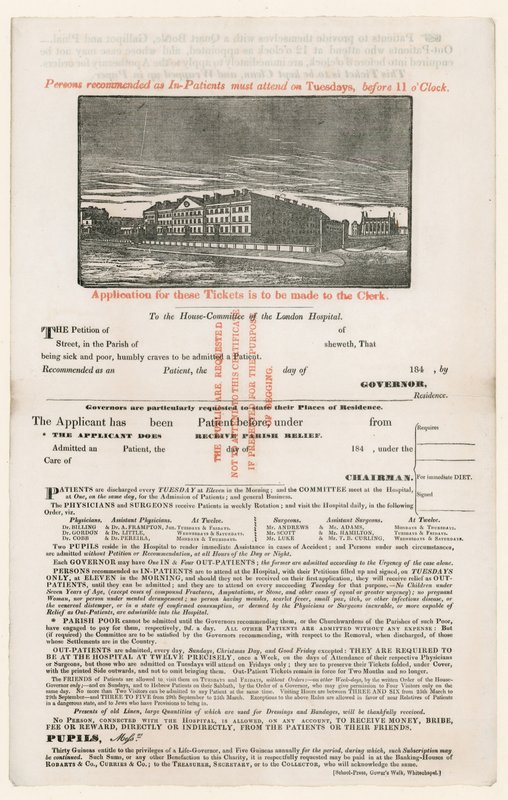 Wniosek o wejście do londyńskiego szpitala autorstwa English School