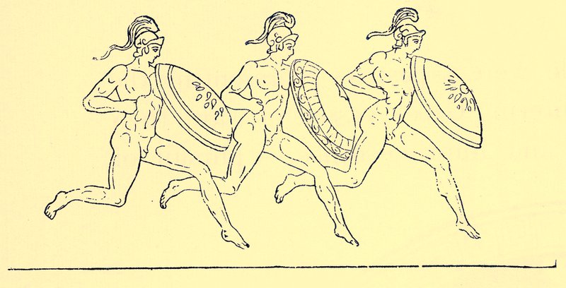 Wyścig zbrojny, ilustracja z Historii Grecji autorstwa Victora Duruy, 1890 (obraz ulepszony cyfrowo) autorstwa English School