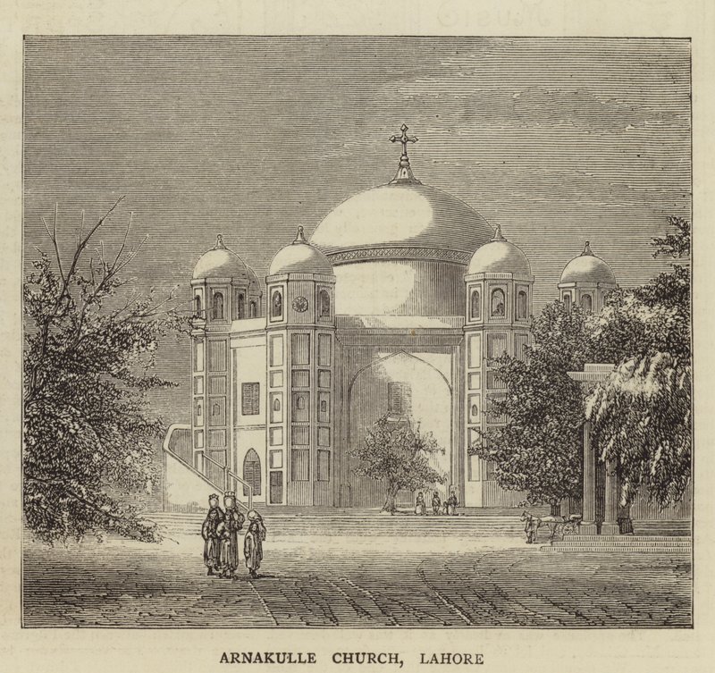 Kościół Arnakulle, Lahore (grafika) autorstwa English School