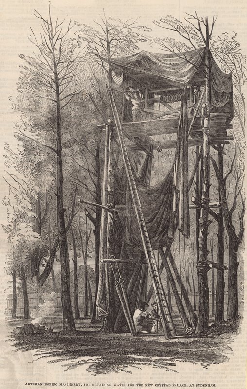 Artesian Boring Machinery do pozyskiwania wody do nowego Crystal Palace autorstwa English School