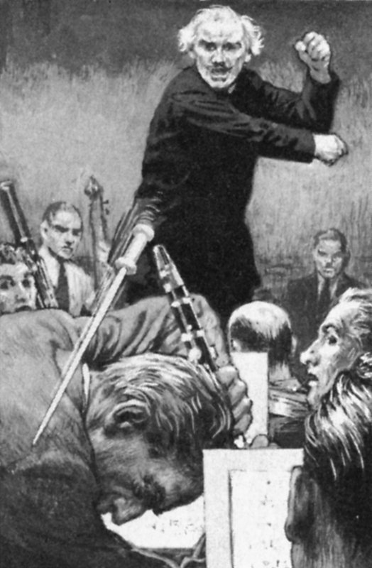 Arturo Toscanini rzucający pałką w grzesznika (lito) autorstwa English School