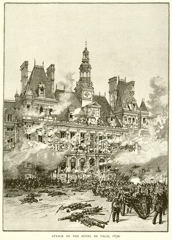 Atak na Hotel de Ville, 1830 autorstwa English School