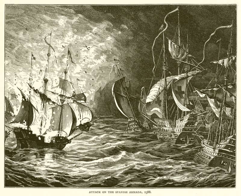 Atak na hiszpańską Armadę, 1588 autorstwa English School