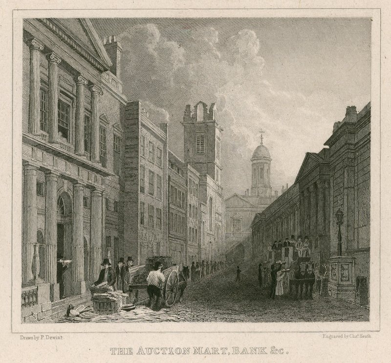 Auction Mart, St Bartholomews Lane, Londyn i Bank autorstwa English School