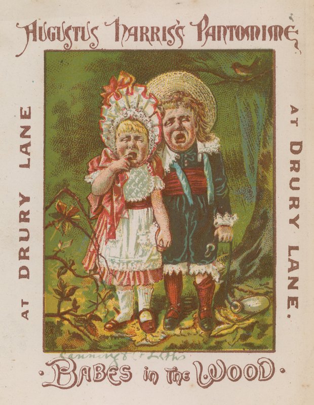 Augustus Harriss Pantomima, Babes in the Wood, na Drury Lane w Londynie autorstwa English School