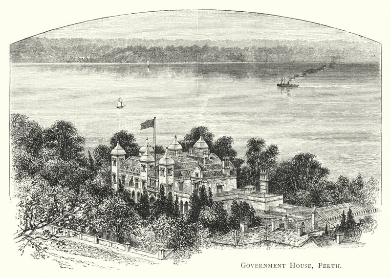 Australia: Government House, Perth (grawerowanie) autorstwa English School