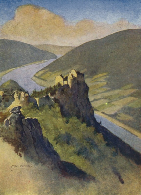 Austria: Zamek Aggstein nad Dunajem autorstwa English School